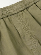 Folk - Straight-Leg Pleated Garment-Dyed Stretch-Cotton Poplin Trousers - Green