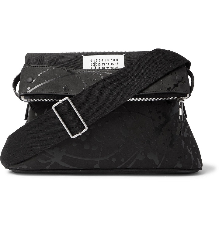 Photo: MAISON MARGIELA - Leather-Trimmed Printed Nubuck Messenger Bag - Black