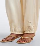 Dôen Yaria lace-trimmed silk satin balloon pants