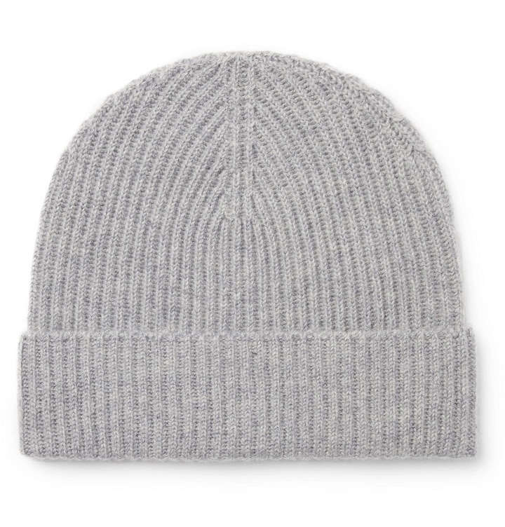 Photo: Lock & Co Hatters - Ribbed Cashmere Beanie - Gray