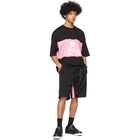 mastermind WORLD Black and Pink Tucked Track Shorts