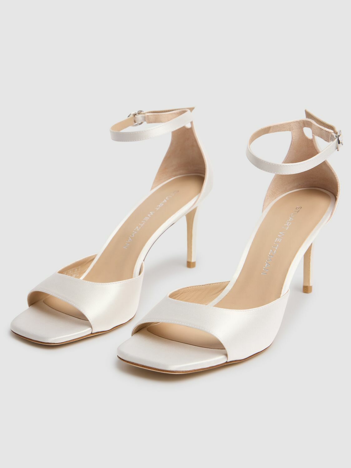 STUART WEITZMAN 75mm Nudistia Satin Sandals