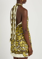 Alemais Mona Printed Halterneck Hemp Mini Dress Yellow