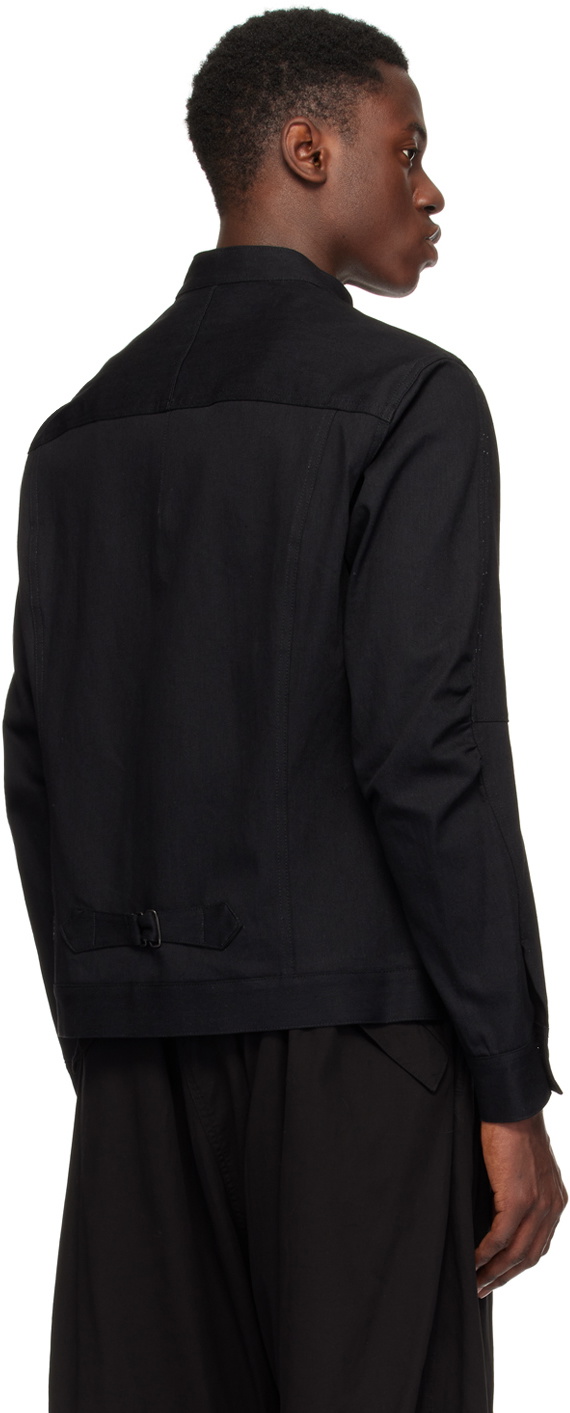 The Viridi-anne Black Band Collar Denim Jacket
