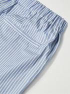 Nanushka - Lubi Straight-Leg Logo-Appliquéd Striped Cotton-Poplin Shorts - Blue