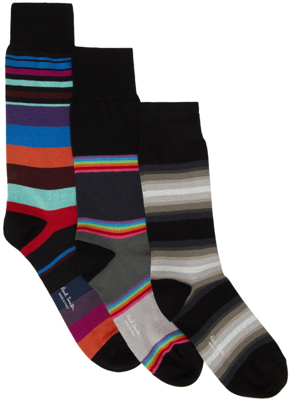 Photo: Paul Smith Three-Pack Multicolor Stripe Socks