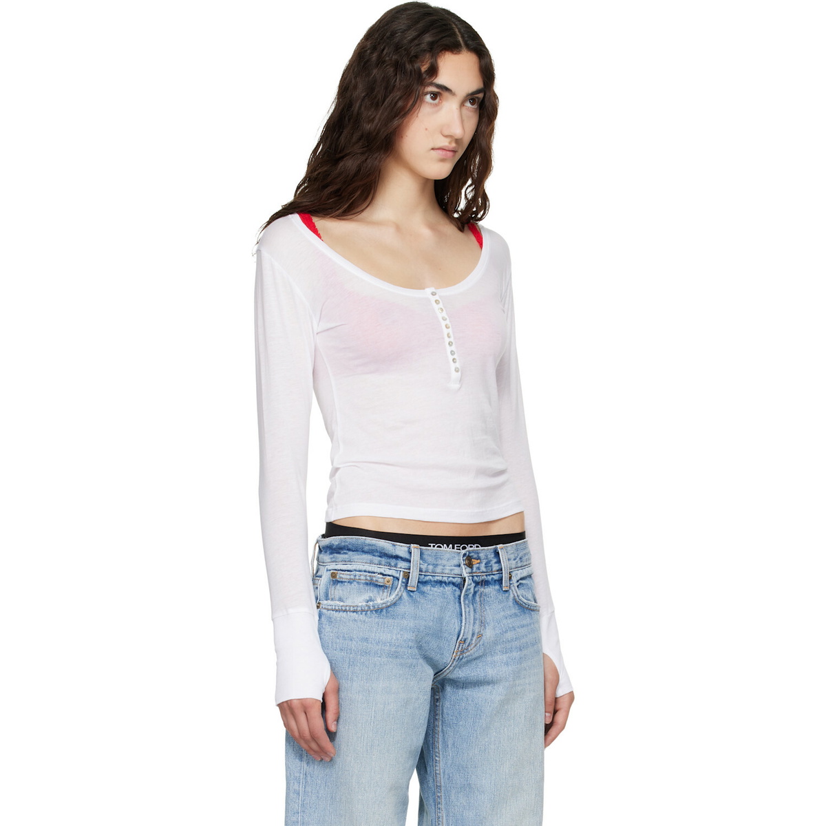 Raimundo Langlois White Long Sleeve Henley