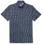 Blue Blue Japan - Slim-Fit Button-Down Collar Indigo-Dyed Printed Cotton-Gauze Shirt - Men - Indigo