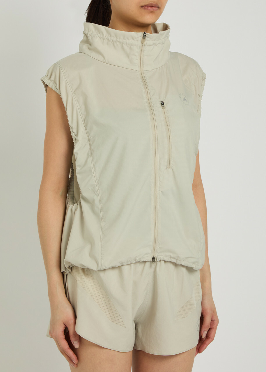 Adidas X Stella Mccartney High-neck Shell Running Gilet Beige