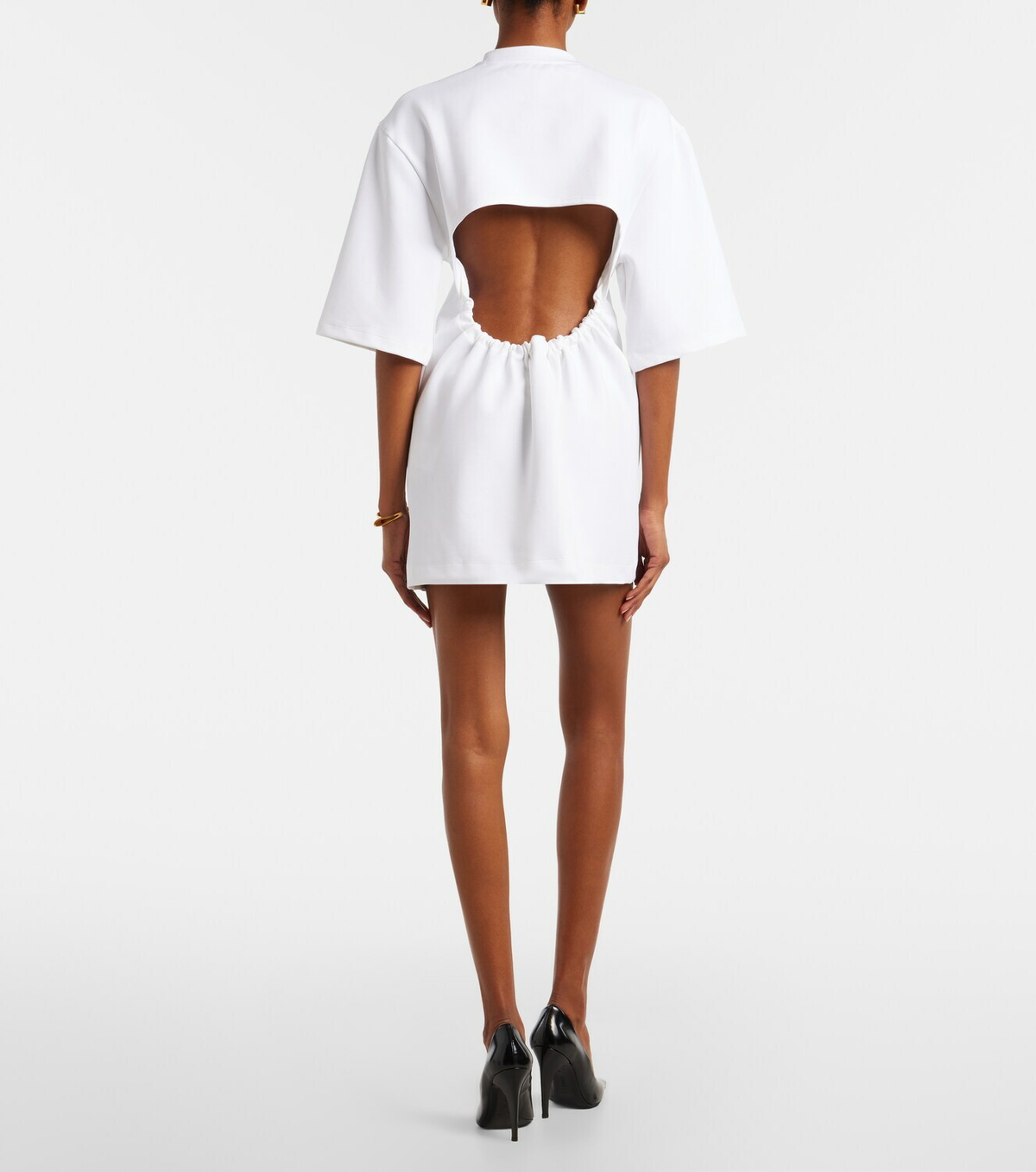 Wardrobe.NYC Open-back cotton-blend jersey minidress