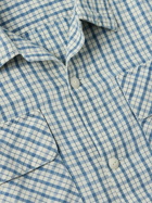 RRL - Convertible-Collar Checked Cotton and Linen-Blend Shirt - Blue