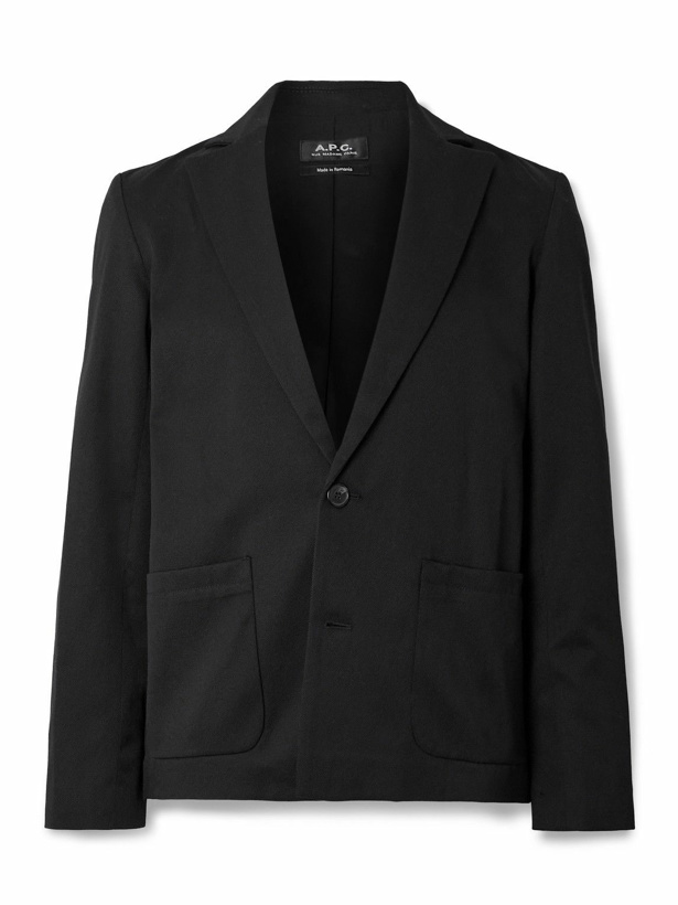 Photo: A.P.C. - Luc Unstructured Wool and Cotton-Blend Twill Suit Jacket - Black