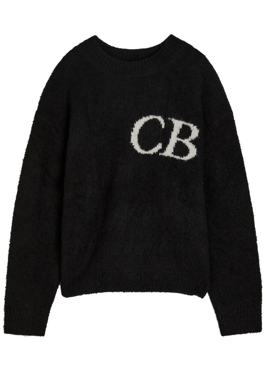 Cole Buxton Logo-intarsia Brushed Wool-blend Jumper Black