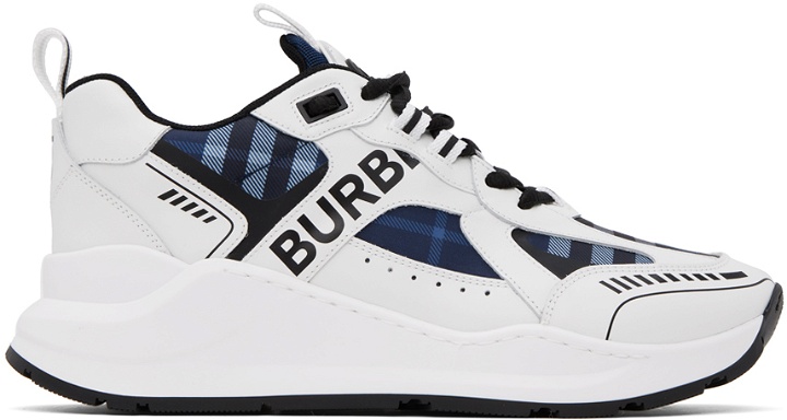 Photo: Burberry White & Navy Check Sneakers