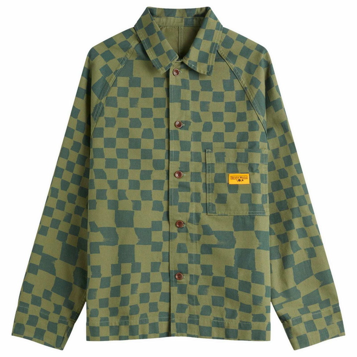 Photo: Service Works Men's Drill Printed Foh Jacket in Olive Checker