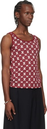 Dries Van Noten Off-White & Red Jacquard Tank Top