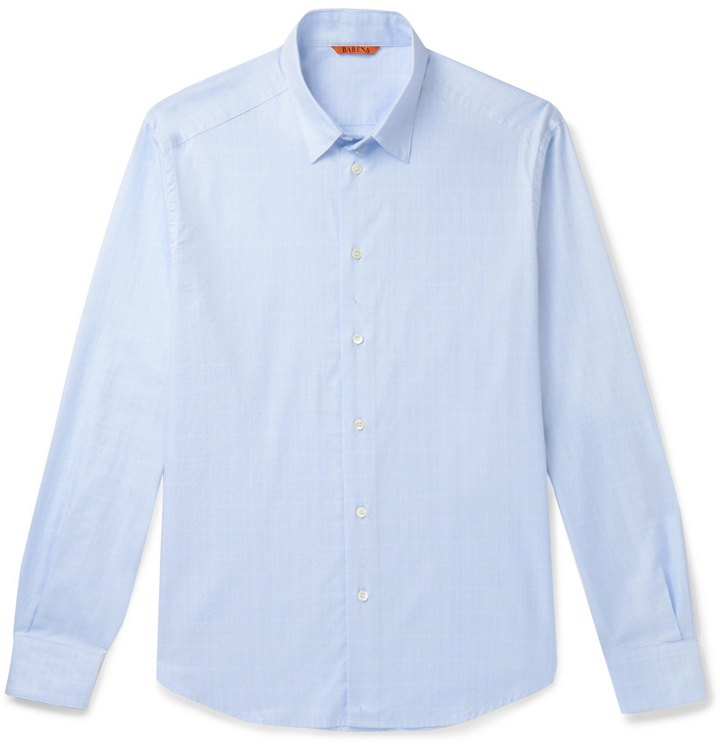 Photo: Barena - Slim-Fit Checked Cotton-Poplin Shirt - Blue