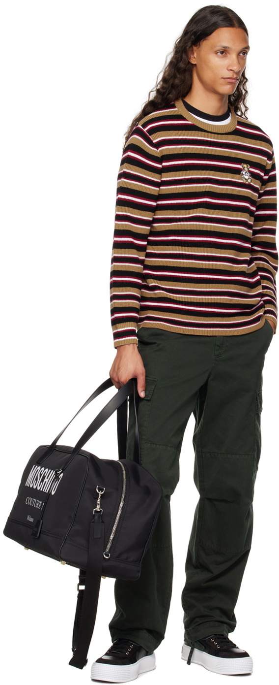 Moschino Brown Virgin Wool Striped Sweater