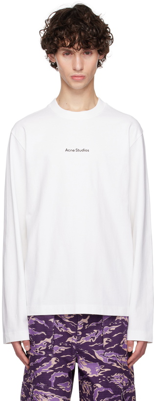 Photo: Acne Studios White Printed Logo Long Sleeve T-Shirt