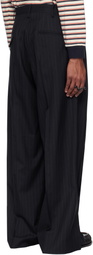 Khoki Navy Pinstripe-Pattern Trousers