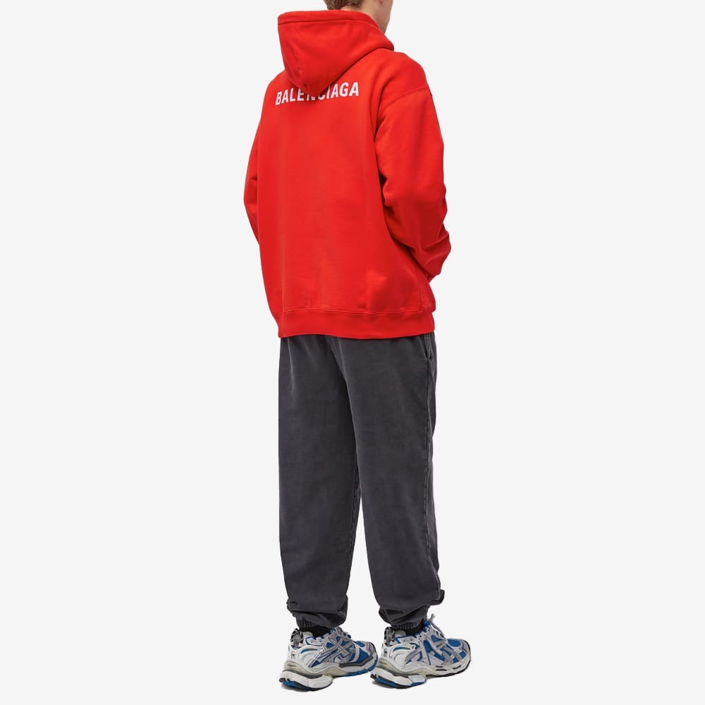 【BALENCIAGA】Bright Red&White☆ロゴ ポップオーバー パーカー Balenciaga Men's Back Logo Popover Hoodie in Bright Red