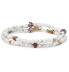 Mikia - Malachite and Silver-Tone Beaded Wrap Bracelet - White