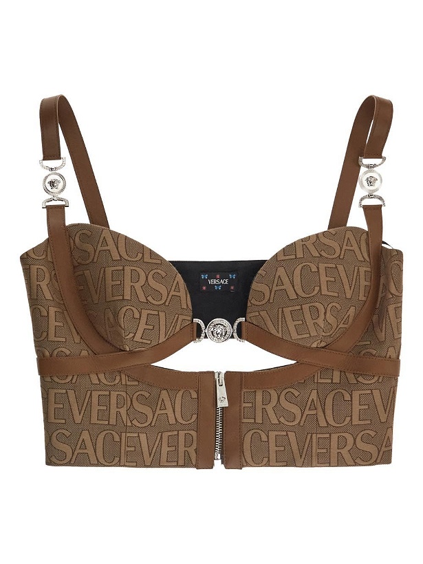 Photo: Versace All Over Logo Bustier Top