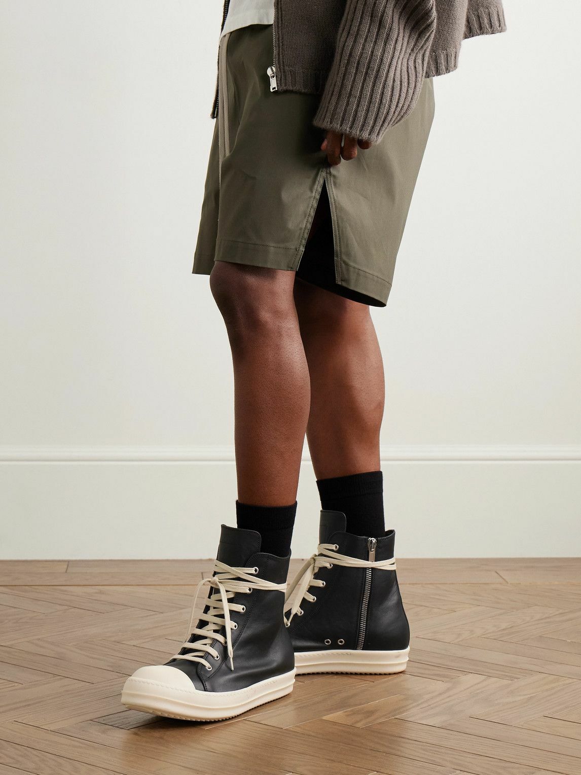 Rick Owens - Leather High-Top Sneakers - Black