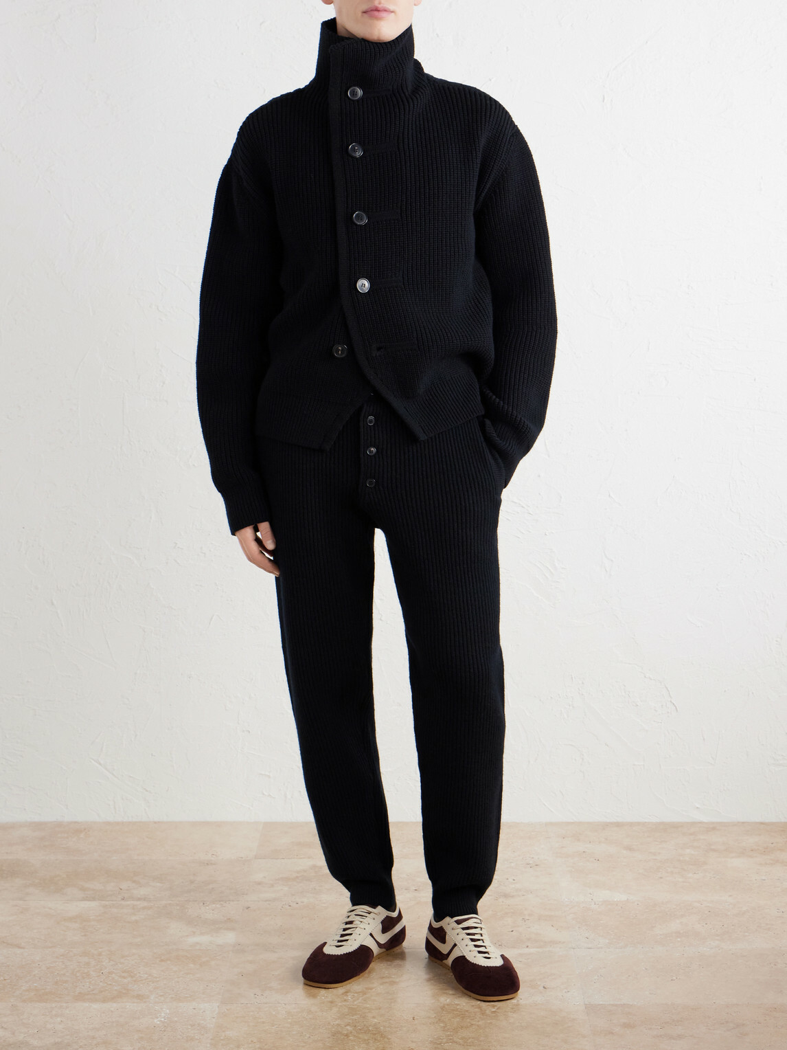 Dries Van Noten - Meru Tapered Ribbed Wool Sweatpants - Black