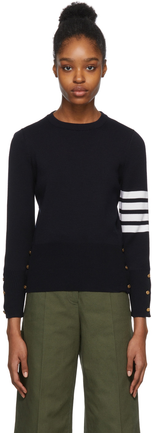 Thom Browne Navy Milano Classic Crewneck Pullover