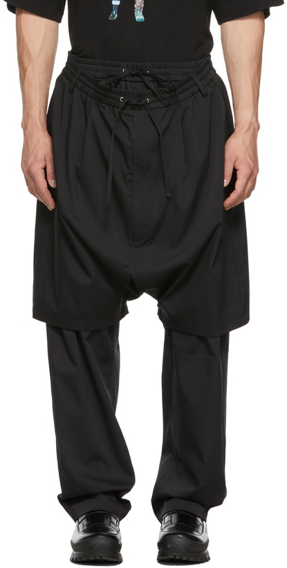 Photo: JERIH Black Double Layered Trousers