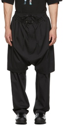 JERIH Black Double Layered Trousers