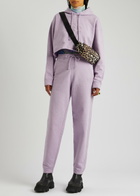 Ganni Isoli Hooded Cropped Cotton Sweatshirt Lilac