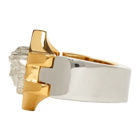 Versace Silver and Gold Watch Line Medusa Ring