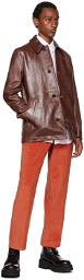 Paul Smith Brown Grained Leather Jacket