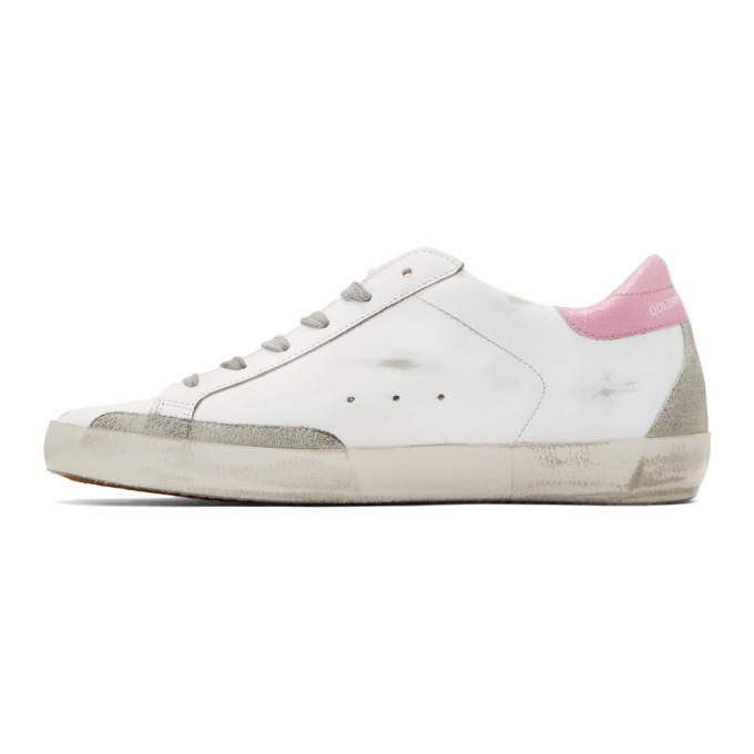 Golden Goose White and Pink Superstar Sneakers Golden Goose
