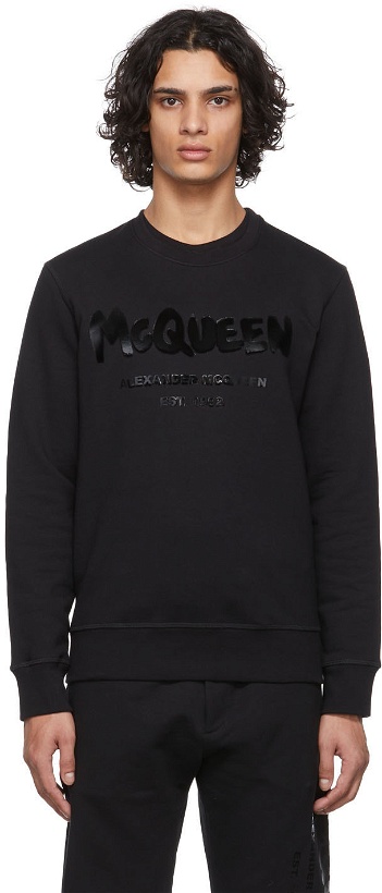 Photo: Alexander McQueen Black Graffiti Logo Sweatshirt