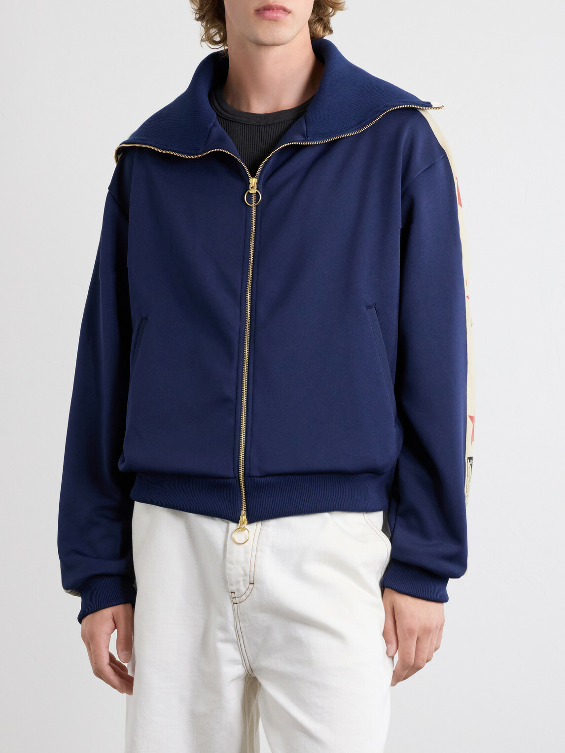 KAPITAL - Jersey Zip-Up Sweatshirt - Blue