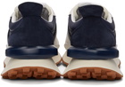 Lanvin Beige & Navy Suede Bumpr Sneakers