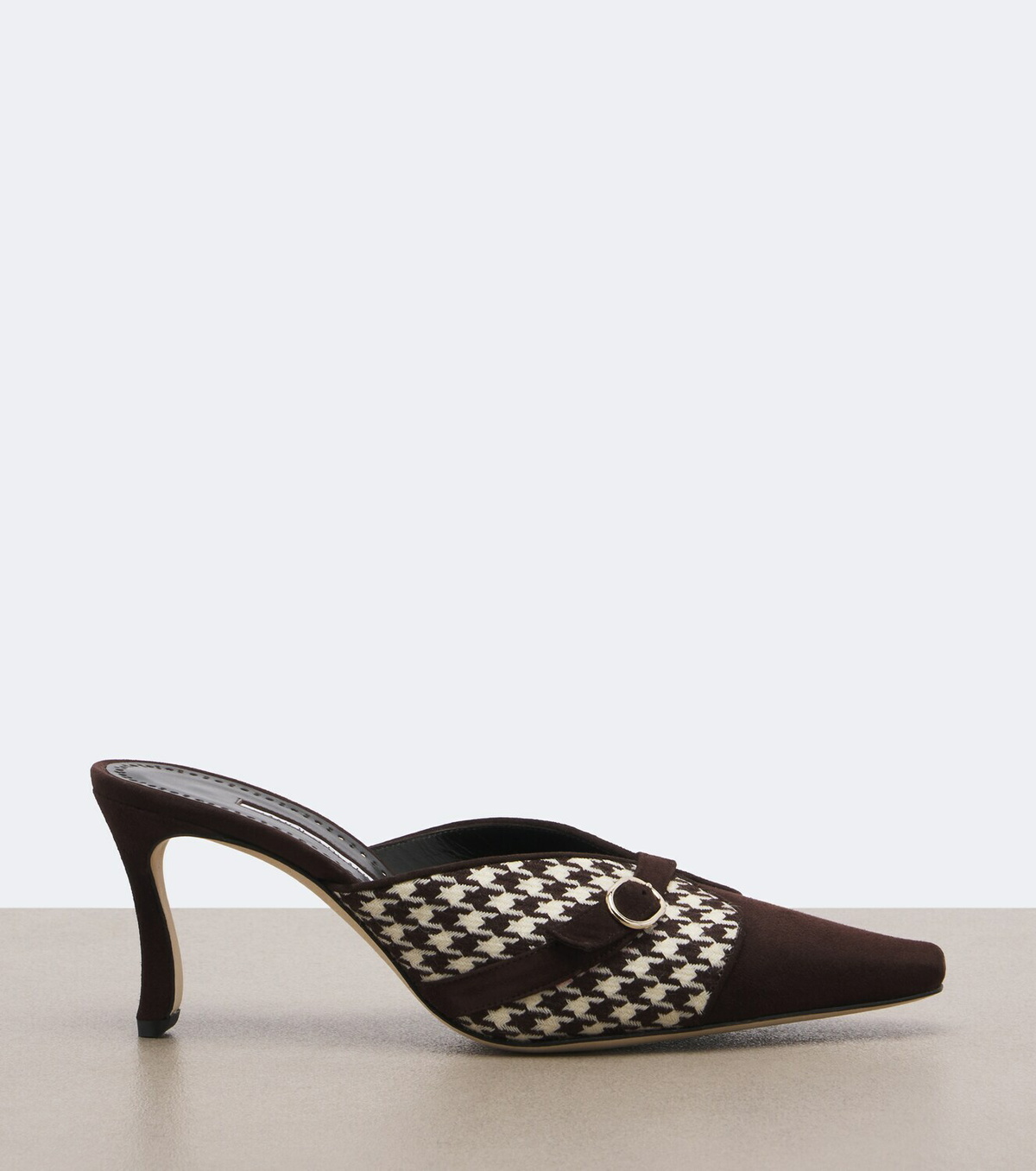 Manolo Blahnik Mircamu houndstooth and suede mules
