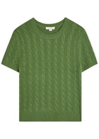 Vince Cable-knit Wool and Cashmere-blend T-shirt Light Green
