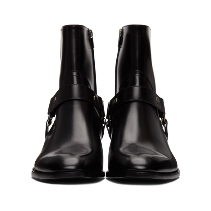 Saint Laurent Black Wyatt Harness Boots Saint Laurent