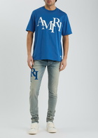 Amiri Staggered Logo Cotton T-shirt Blue