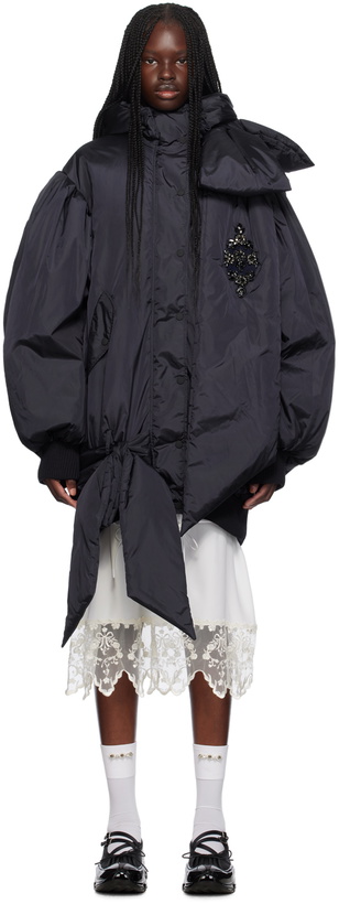 Photo: Simone Rocha Navy Oversized Bow Detail Bomber Jacket