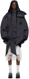 Simone Rocha Navy Oversized Bow Detail Bomber Jacket