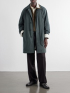 ATON - Balmacaan Padded Satin Coat - Green