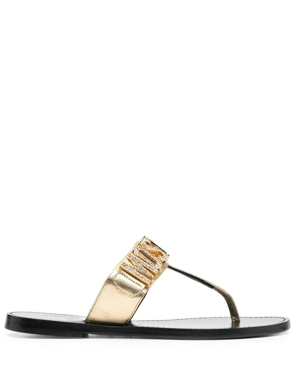 サンダル・ミュール Moschino Sandalo Pin Moschino logo-print Leather Platform Sandals | Pink | FARFETCH