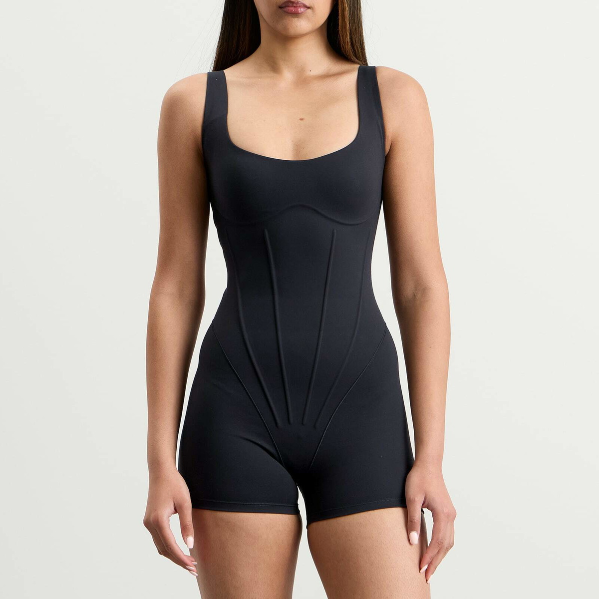 Nike Women's x SKIMS Matte Corset Short One Piece 2" in Obsidian