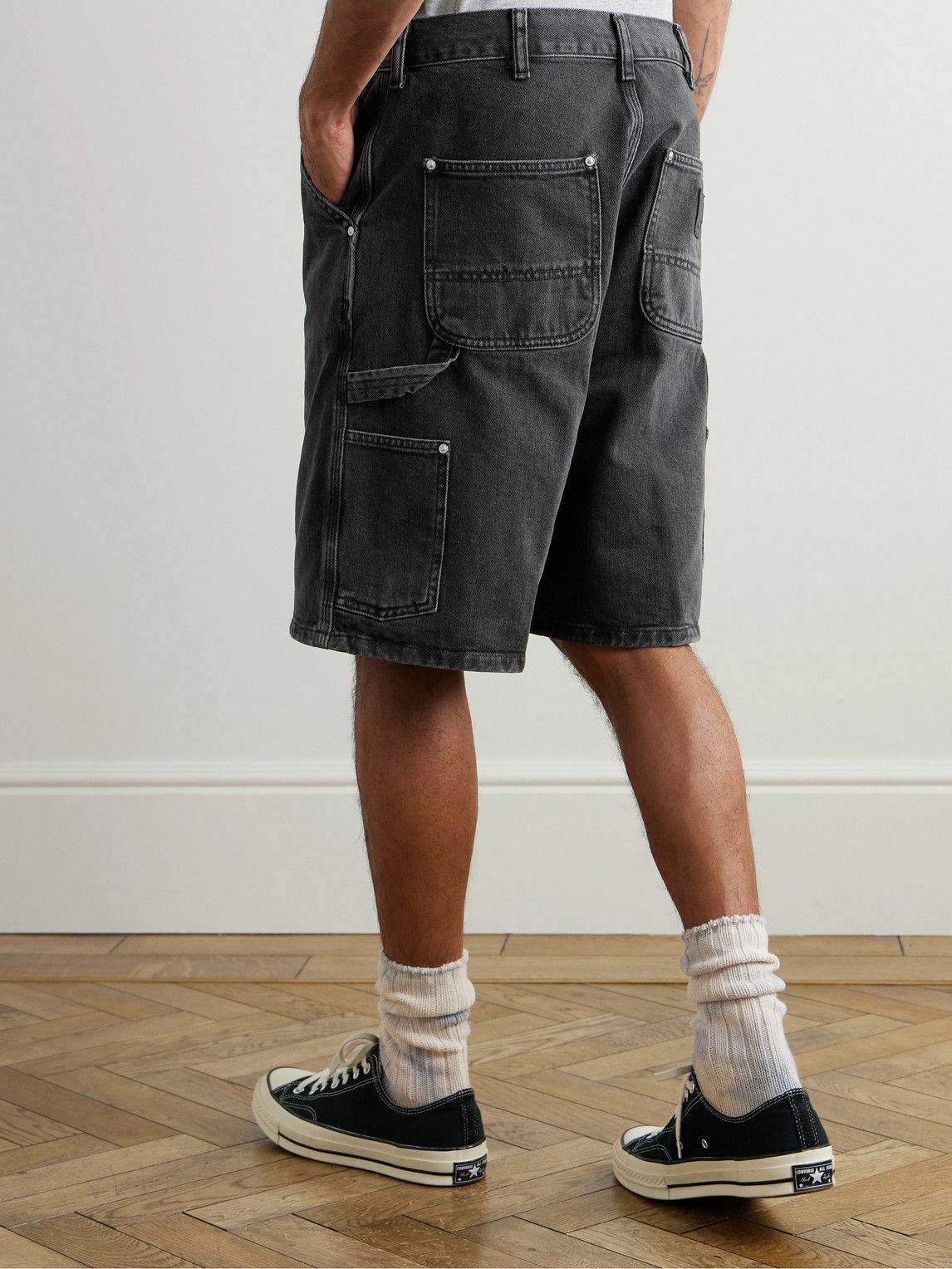 Carhartt WIP - Rivet Wide-Leg Organic Denim Shorts - Black