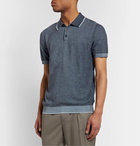 Hugo Boss - Slim-Fit Contrast-Tipped Knitted Cotton Polo Shirt - Blue